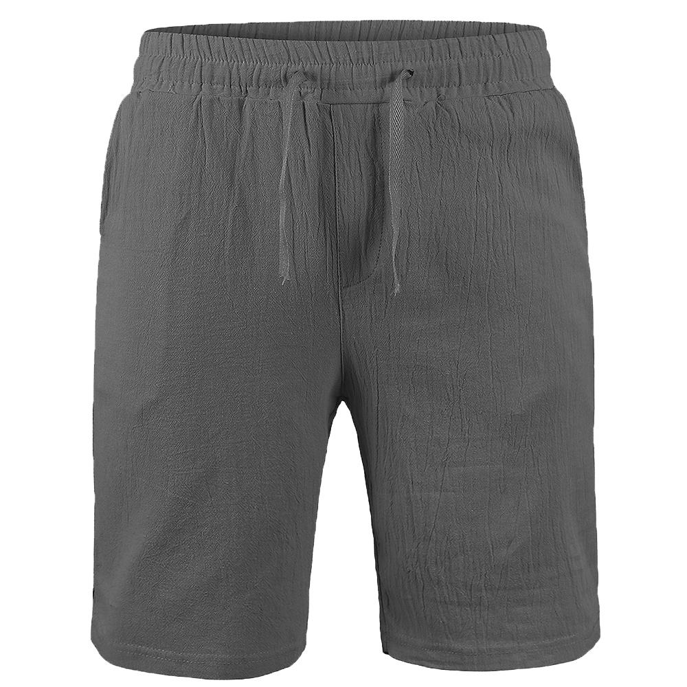 Summer Men's Cotton Linen Shorts Solid Color Linen Pants Men's Summer Breathable Fitness Street Wear