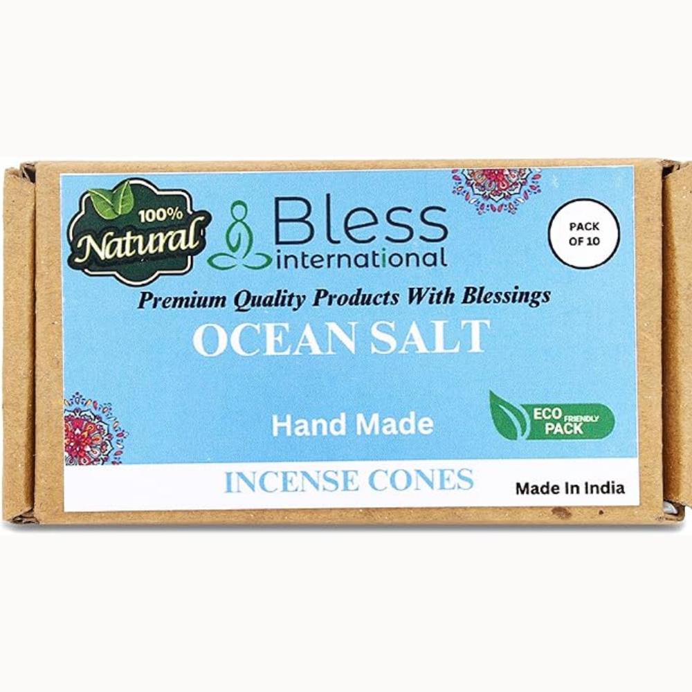 

BLESS INTERNATIONAL Морская соль 100%-натуральные благовония-конусы ручной работы-окунутые вручную органические-без-химии-для-очищения-релаксации-позитивности Pack Of 10 Cones