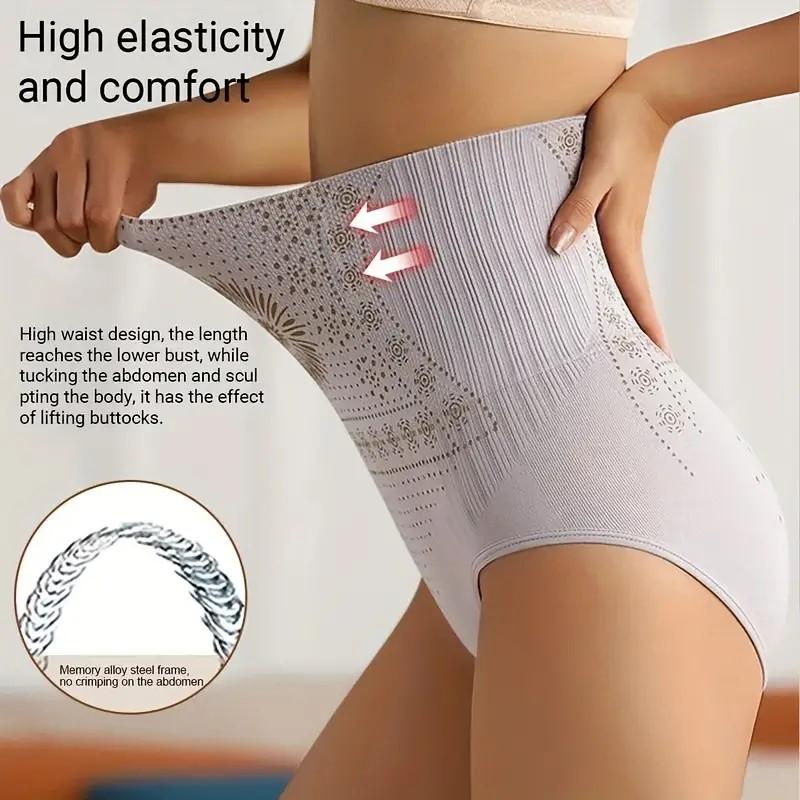 Women‘s Floral Polyamide & Spandex High Waist Shaping Panties Seamless Hip Lift Belly Control Shapewear Slim Briefs for Postpartum Recovery Underwear