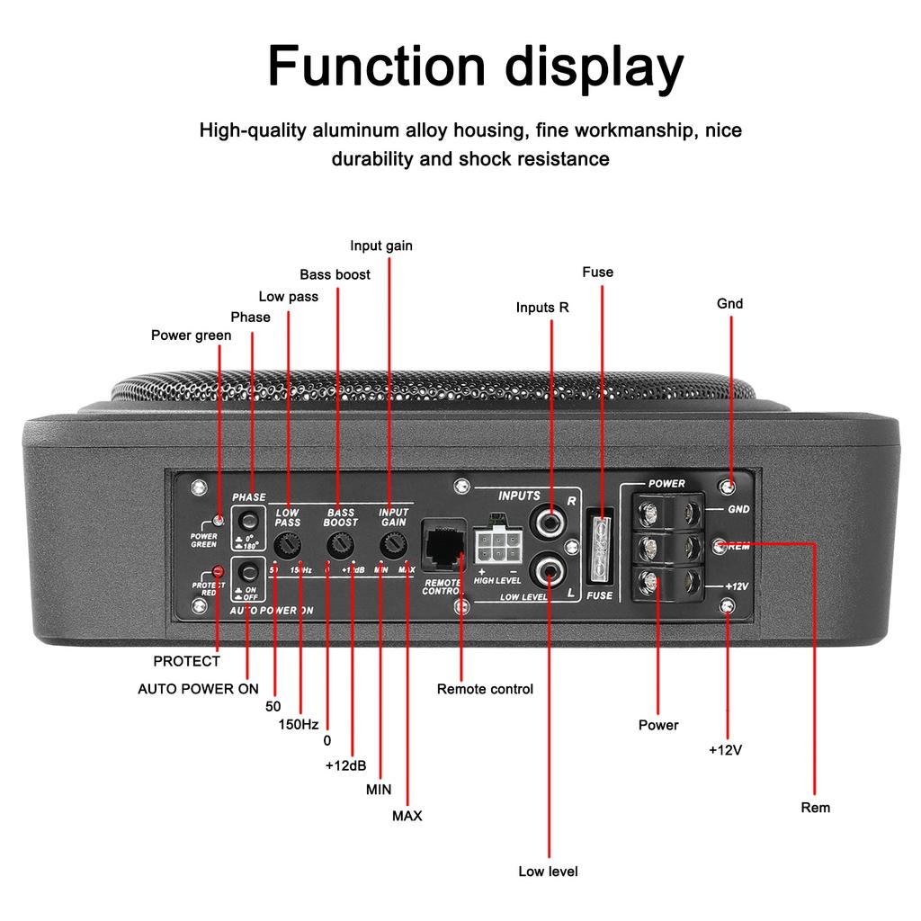 Car Subwoofer 10in 800W Stable Performance Aluminum Alloy Housing Subwoofer for 12V Car Truck Marine Boat