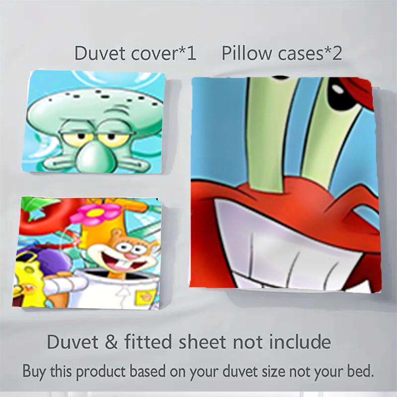 3Pcs Spongebob Friends Adventure Bedding Sets For All Sizes New 3D Printed Bed Cover Comforter Duvet Cover Pillowcase Bedroom Decoration