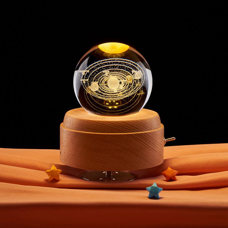 USB Luminous 3D Carved Crystal Ball Ornament Gift