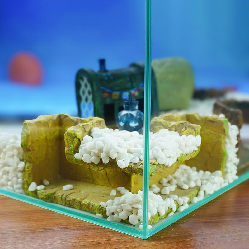 Natural Resin Aquariums Ornament Tunnel Shelter Corner Cave For Fish And Pet Fish Hideouts Fishtanks Decors