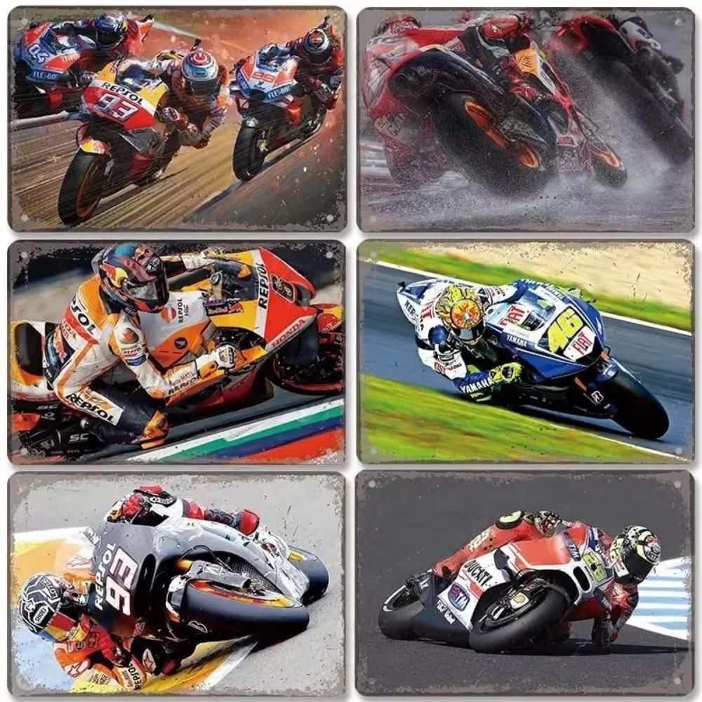Vintage Metal Tin Signs Motor Sports Posters Decor Motorcycle Racing Retro Metal Plaque Wall Art Decor for Garage Bar