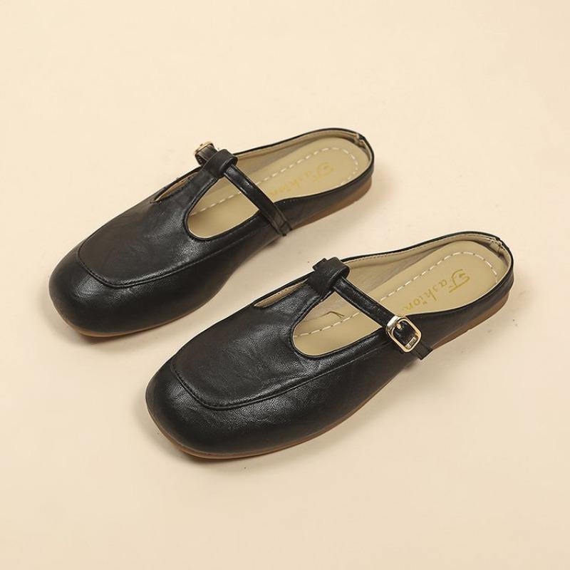 

Ретро туфли Мэри Джейн на одном ремешке, женские, новая пряжка, ленивые туфли с юбкой, плоские шлепанцы 35 чёрный