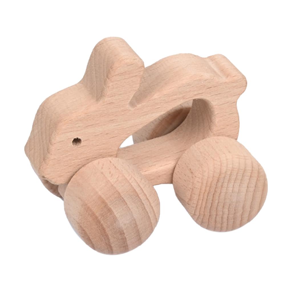 Wood Animal Car Toy Easy Grip for Baby Inertia Push Car Toy for Toddler Fine Motor Skill Exercise Fun Learning Toy