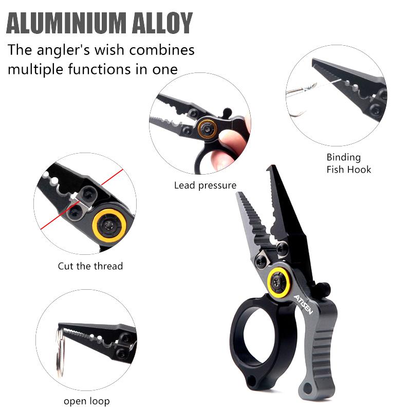 Fishing Activities Aluminum Alloy Fishing Split Ring Pliers Fishing Multitool Shear Protable Lightweight Rust-Proof Hook Remover
