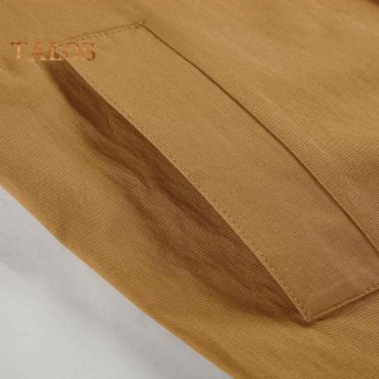 Fall Spring Women Windbreaker Turn-down Collar Notch Collar Double-breasted Loose Overcoat Mid Length Solid Color OL Commuting Coat Hiking Coat