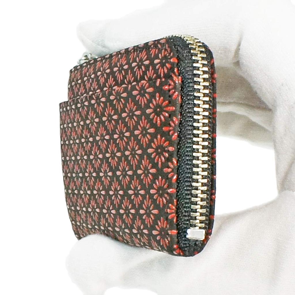 Indenya Inden Coin Purse F Coin Purse 05 Deerskin Black x Red Lacquer Diamond Chrysanthemum Pattern 1005-21-017