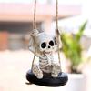 Scary Skeleton a Swing Hanging Statue Garden Decors Tire Swing Skull Sculptures Hanging Ornament for Patios Lawn Yard
