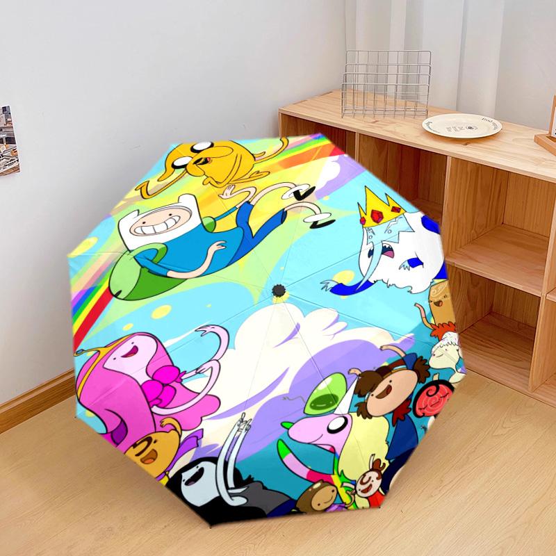 Adventure Time Friendship Automatic Umbrella - Suitable Travel Outdoor Portable Umbrella Birthday Gift Daily Essentials
