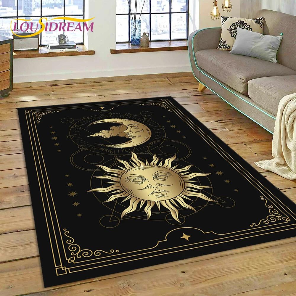 Sun Moon Mandala Magic Witchcraft Tarot Carpet Rug for Home Living Room Bedroom Sofa Doormat Decor,Area Rug Non-slip Floor Mat