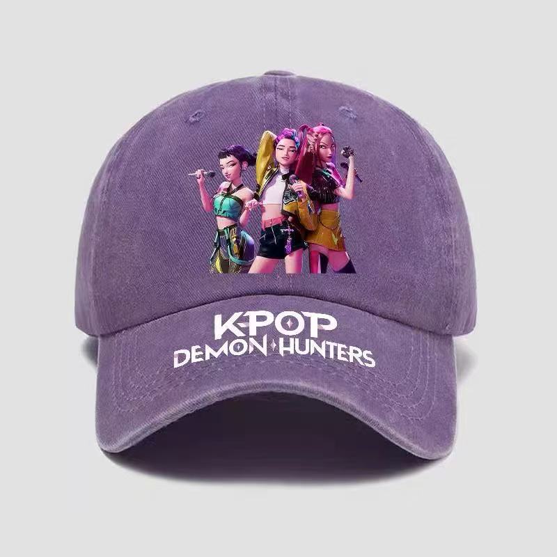Demon Hunter Girls' Printed Baseball Cap, Retro Baseball Cap, Casual Cotton Sports Washed Cap