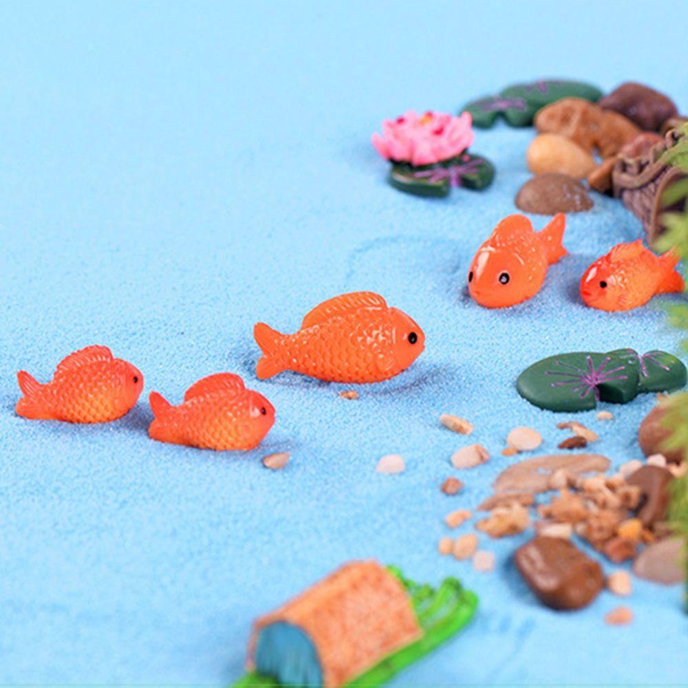 Accessories Lotus Flower,Leaf Goldfish Figurine Resin Crafts Pond Scene Miniature Fish Tank Decor