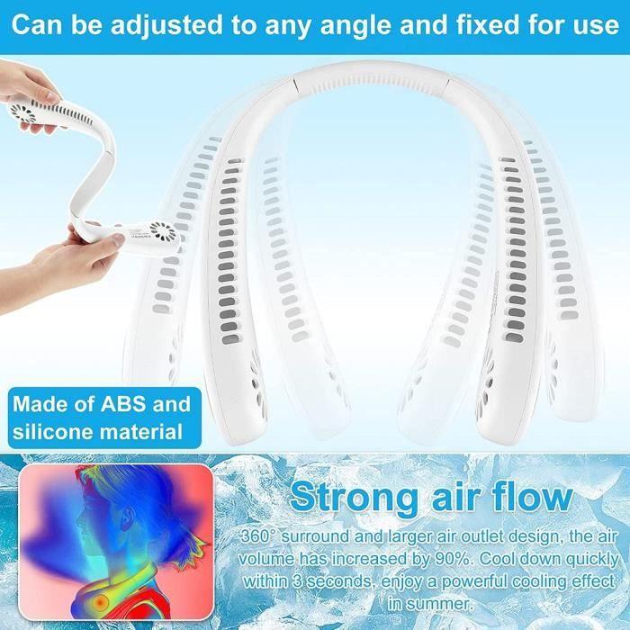 USB Neck Fan 4200mAh Rechargeable Silent Cooling Lightweight Bladeless - White