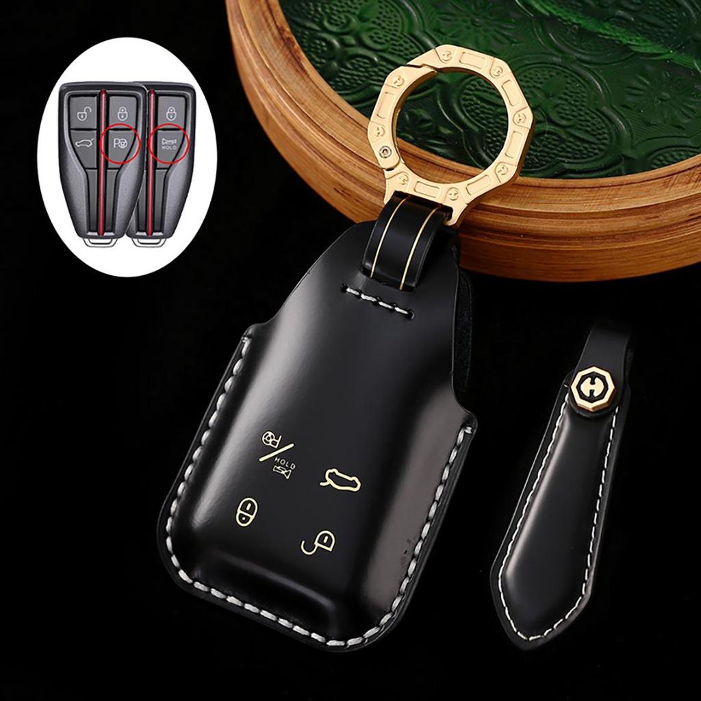 Suitable for Red Flag 23 Years H5h6hs5hs7 Handmade Cowhide High-End Car Key Cover Keychain Car Key Case