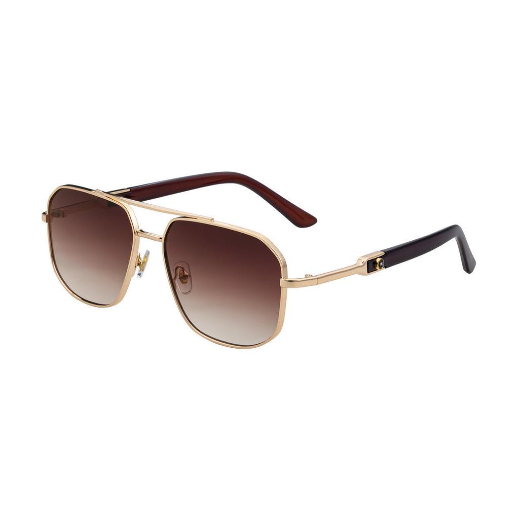 2025 Men's Retro Square Sunglasses with Metal Frame and Double Bridge