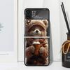Animal Brown Cute Bear Phone Case Cover for Samsung Galaxy Z Flip 7 6 5 4 3 5G Flip3 Flip4 Flip5 ZFlip6 ZFlip7 Black Fundas Clea