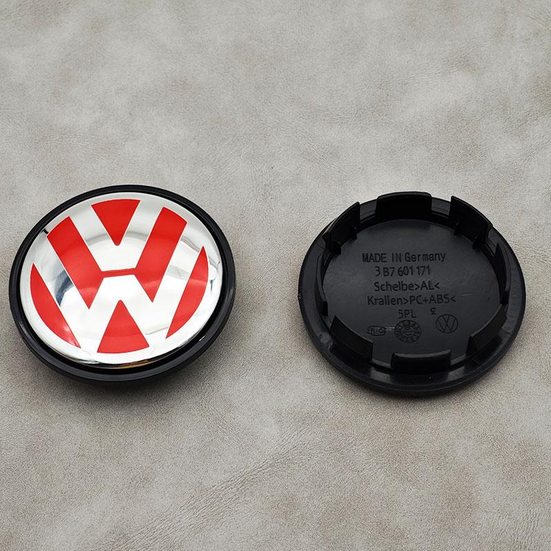 2026 Heiß Für VOLKSWAGEN VW 4 Stück 65mm Rot Blau Auto Radnabenkappen Für Volkswagen VW R GTI Golf 6 Passat CC Magotan Touran Tigu