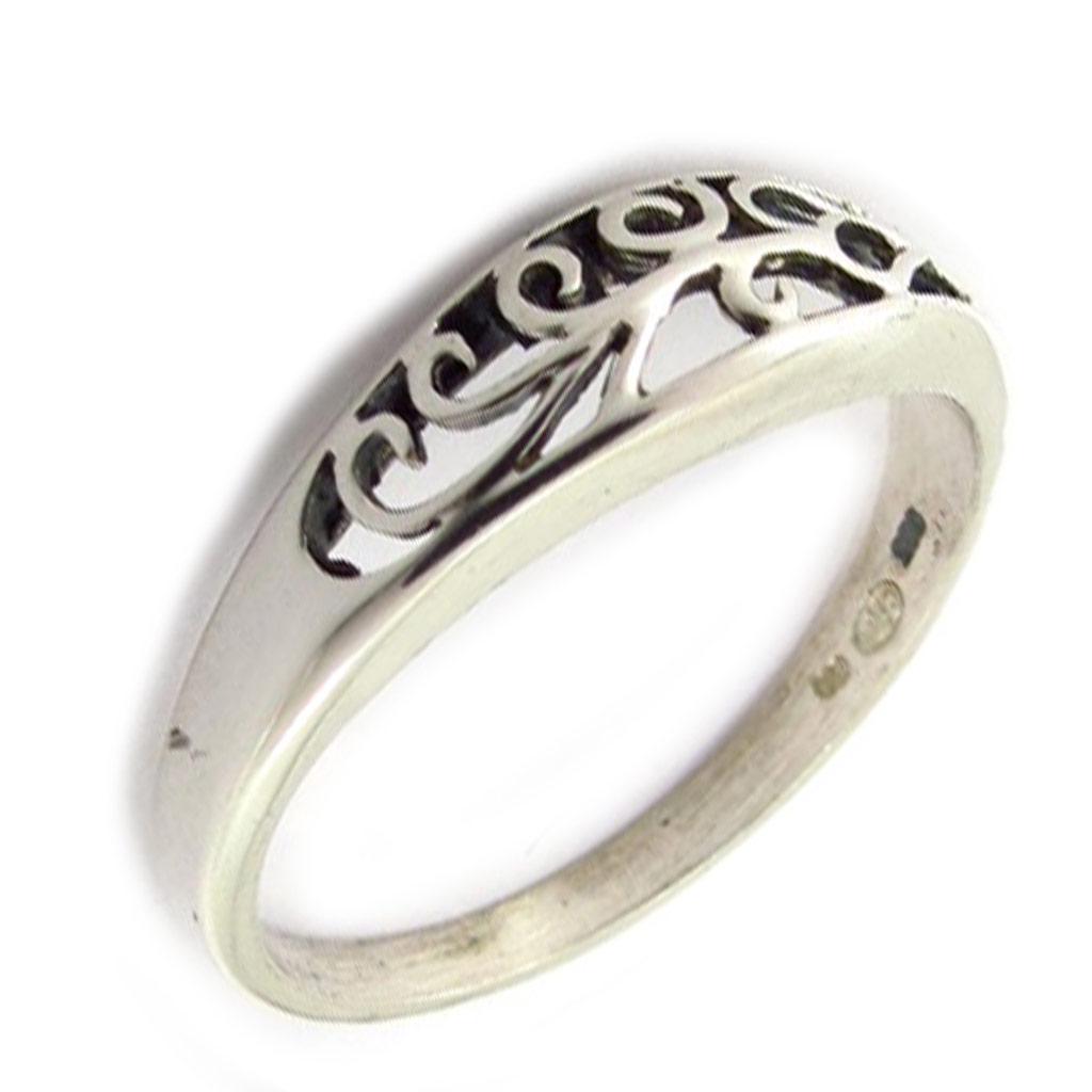 Silver Ring 'Tribal' Aged Silver - 6 Mm
