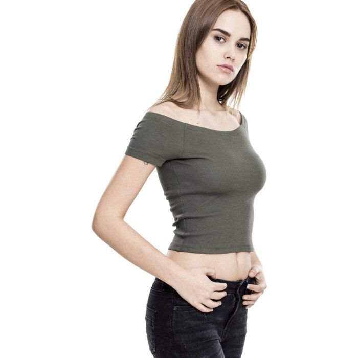 Urban Classics Ladies - Off Shoulder Rib Top Sans Bretelles