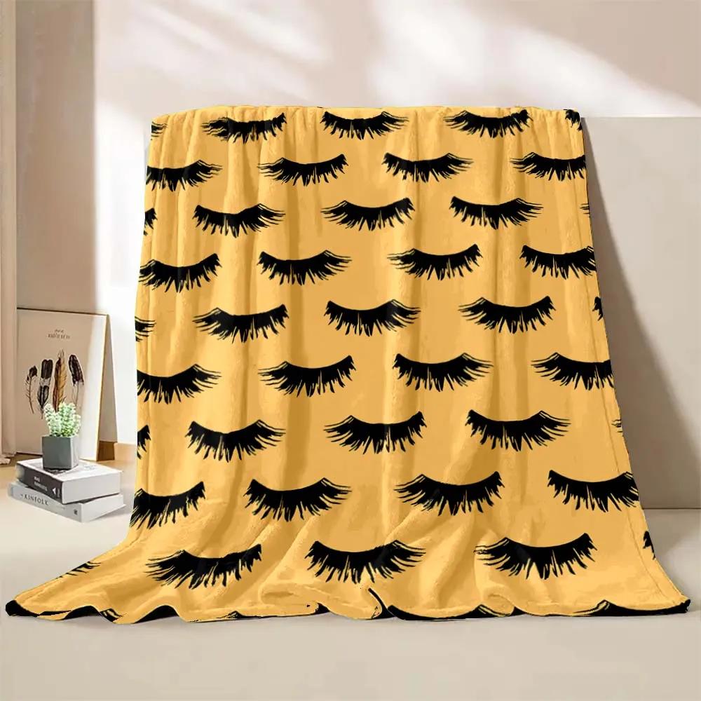6 Sizes Cartoon Eyelashes Art Printed Believer Blanket Warm Soft and Comfortable Home Travel Blanket Office Sofa Blanket Gift
