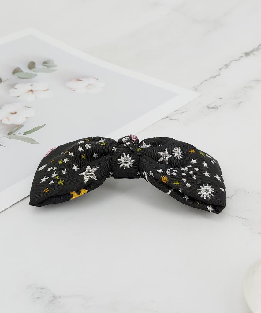 Maia Milky Way Star Jacquard Hair Ribbon Pin - Pink