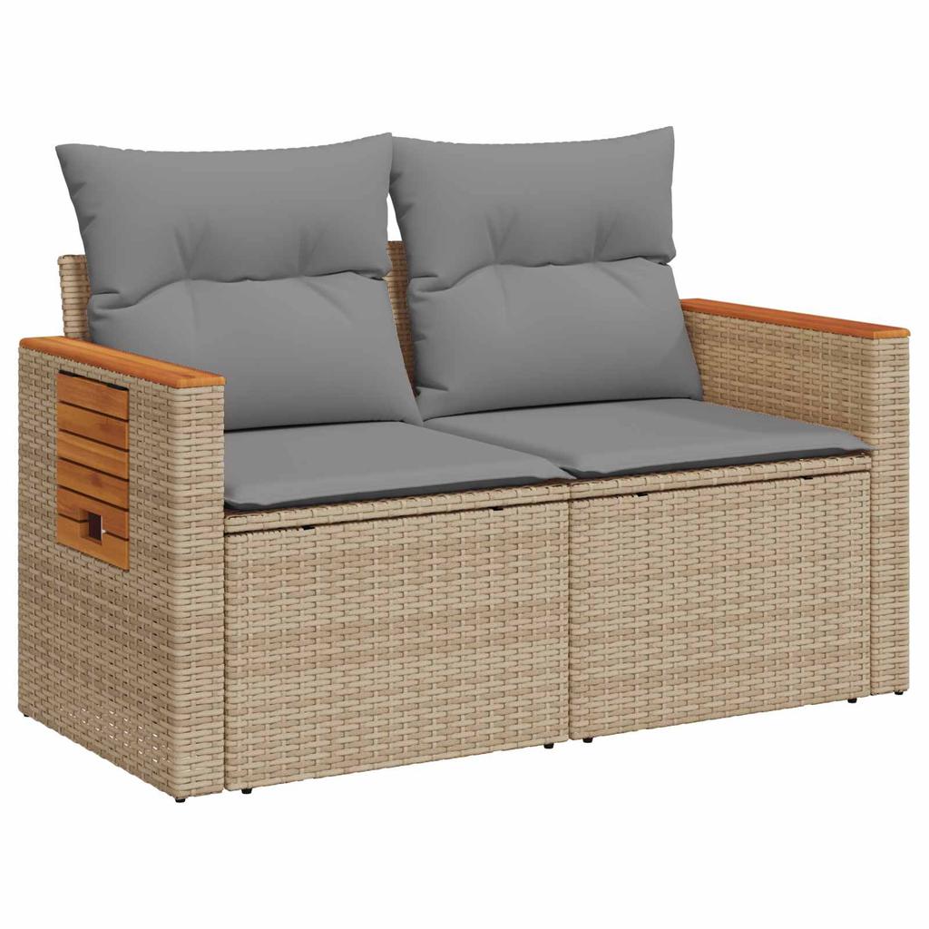 Sofa Set 8 Pieces Beige and Light Gray Poly Rattan and Steel