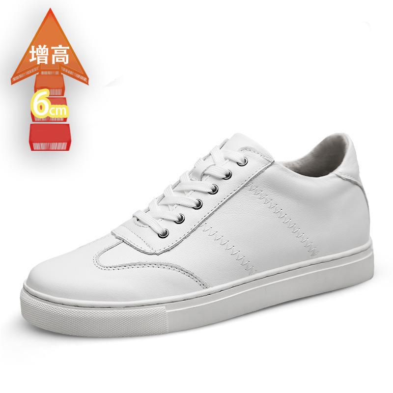 

Повседневная мужская обувь с увеличением внутренней высоты 6 см, модная обувь на плоской подошве с круглым носком, белая обувь, трендовая мужская обувь на шнуровке, резина 35