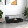 Rabbit Cage with 2 Doors and Removable Tray, in Metal and PP Plastic, 100x55x41 cm, Black and Silver