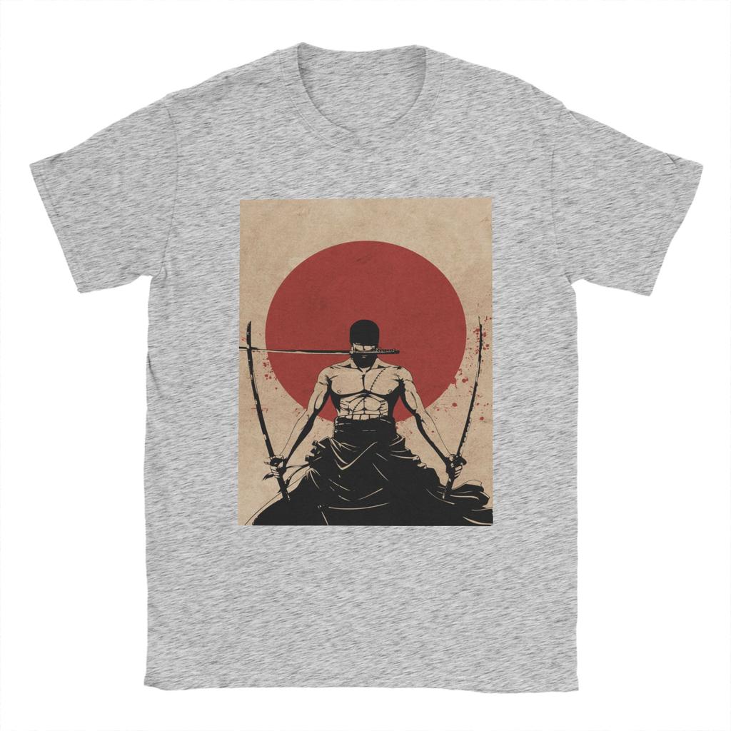 Ones Pieces Roronoa Zoro T Shirt for Men Pure Cotton Funny TShirt Crew Neck Anime Tee Shirt Short Sleeve Tops Summer