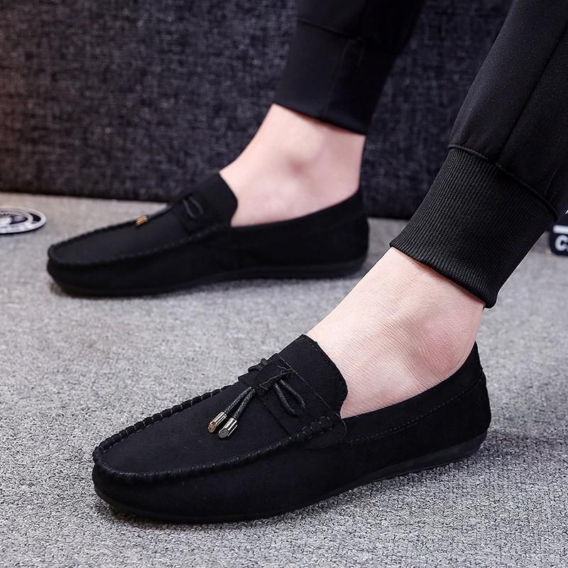 Spring Red Suede Loafers Slip On Walking Driving Shoes For Men Soft Leather  New Fashion Comfortable Casual Man Flat Shoes