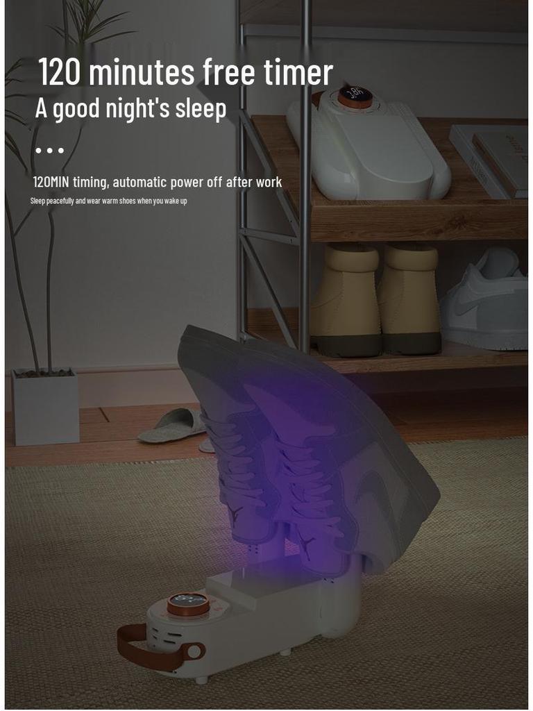 Smart UV Shoe Dryer: Deodorizes, sterilizes, dehumidifies, with constant temperature, timing, foldable and retractable features.