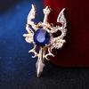 New Vintage Metal Dragon Sword Brooch Pin Animal Rhinestone Lapel Pins Men's Suit Shirt Badge Corsage Jewelry Accessories