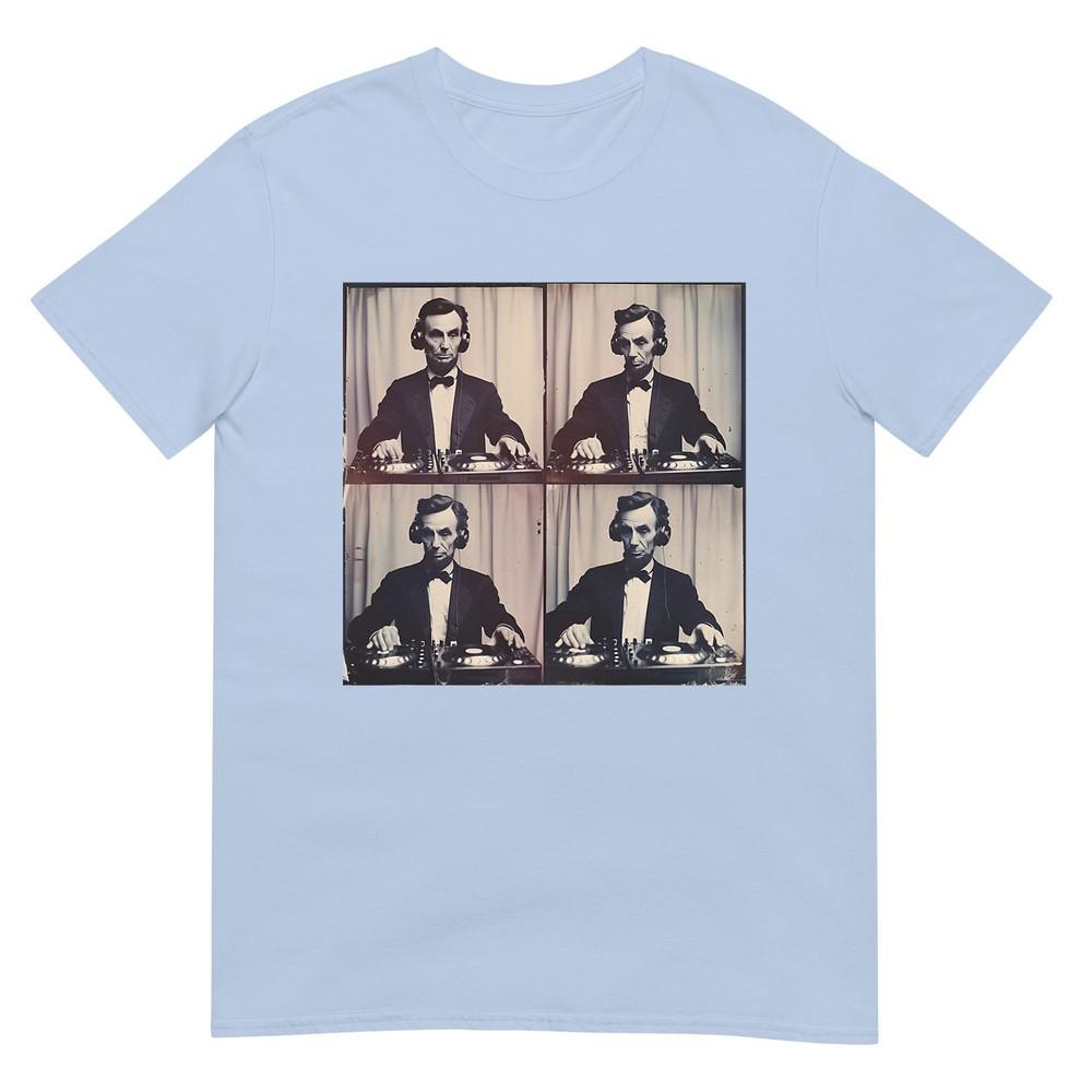 Abraham Lincoln On Turntables Dj Abe Lincoln Patriotic Music TShirt S