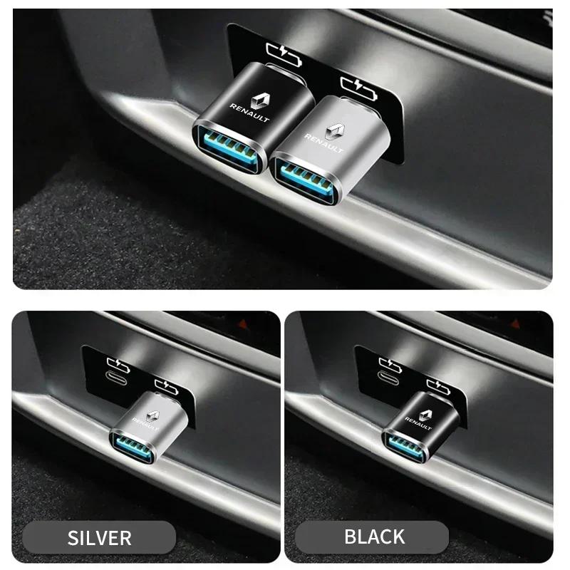2026 Hot For Renault Hub Caps Car Type-C Turn USB3.0 Adapter Auto Converter Interior Parts For Renault Kangoo 2 Koleos 1 Modus K