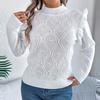 Women's Solid Color Fungus Edge Long Sleeve Stand-up Collar Pullover Sweater