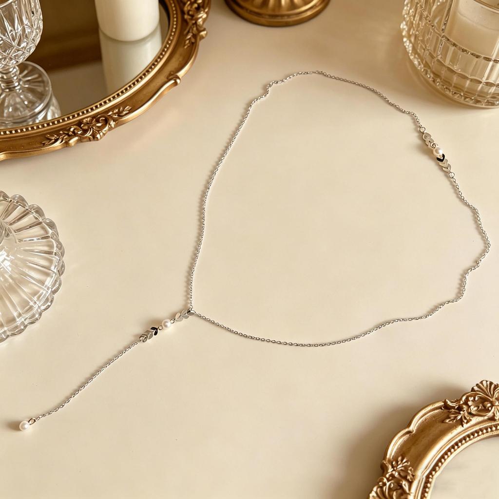 Elegant Water Drop Pearl Backless Necklace and Evening Gown Chain for Women