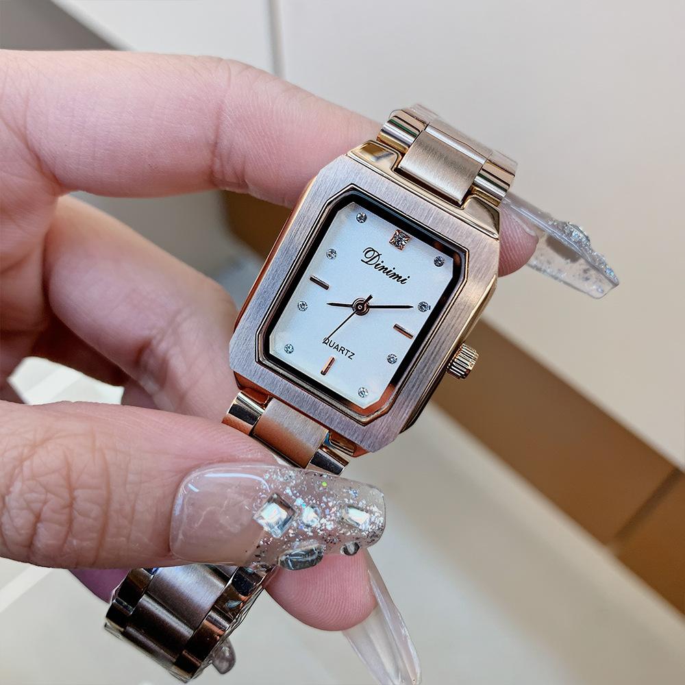 Watch Light Luxury Niche Women'S Quartz Watch Square Fashion Temperament Rhinestone Steel Belt Watch