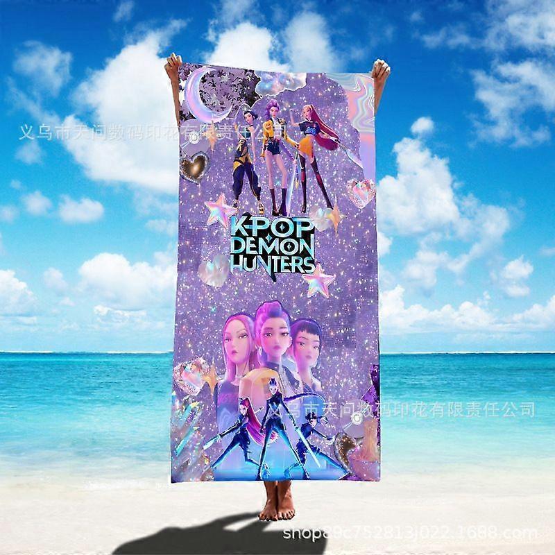 K-POP Demon Slayer Girlgroup Polyester Mikrofaser Wasserabsorbierendes und Schnelltrocknendes Strandtuch 75*150cm