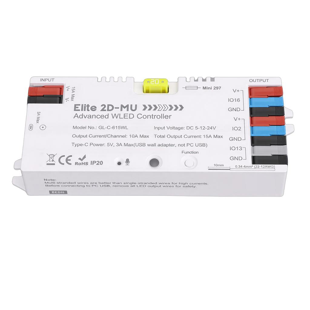 LED Strip Light Controller Over 100 Dynamic Lighting Effects Addressable RGB IC LED Strip Controller with Dynamic Mic