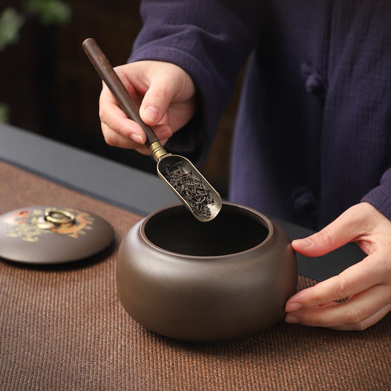 Ceramic Tea Jar with Lid Home Portable Candy Snack Box Multifunctional Ceramic Nuts Coffee Bean Medicinal Material Storage Jar