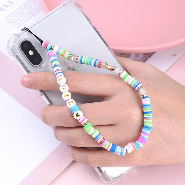 Chaîne Téléphone Perles Pierre Naturelle - 15cm - Anti-perte Mignonne - Pour Clés, Portefeuille - 10
