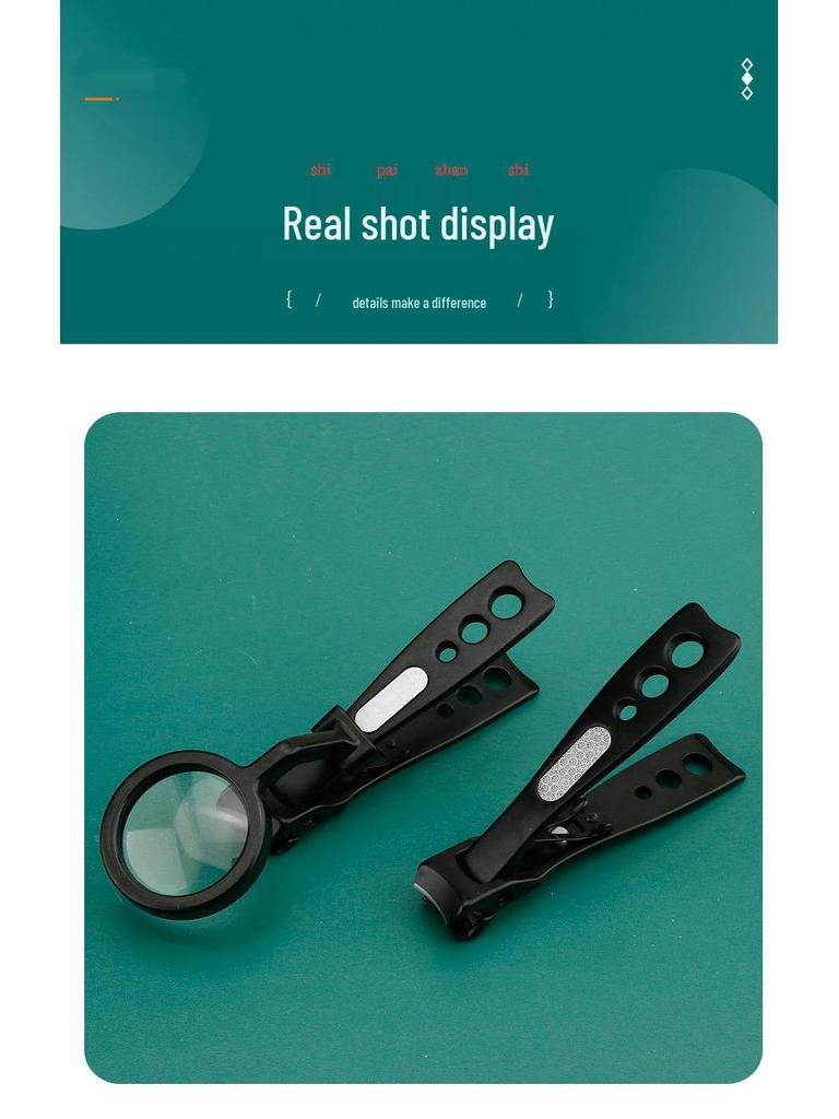Sharp Large-Jaw Multi-functional Nail Clippers with Magnifying Glass for Middle-aged & Elderly