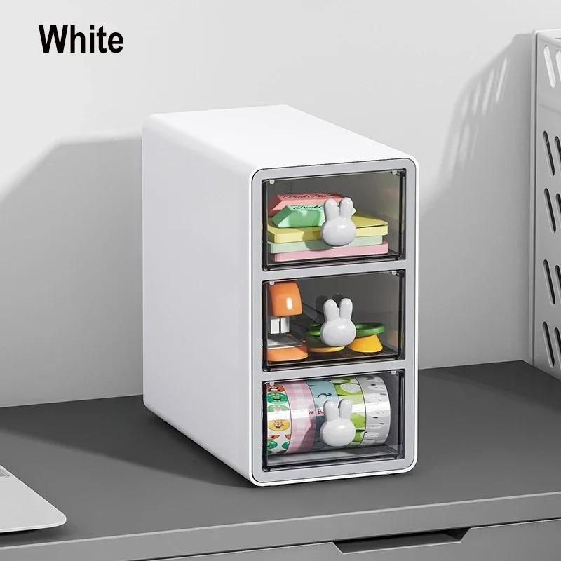 

1Pc 3-Grid Thickened Desk Drawer Organizer Cartoon Rabbit Stationery Office Desktop Storage Box Transparent Makeup Organizer