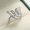 Fashion Female Ring  Stamp Silver Hollown-out Animal Butterfly Mosaic Cubic Zircon Wedding Rings for Women