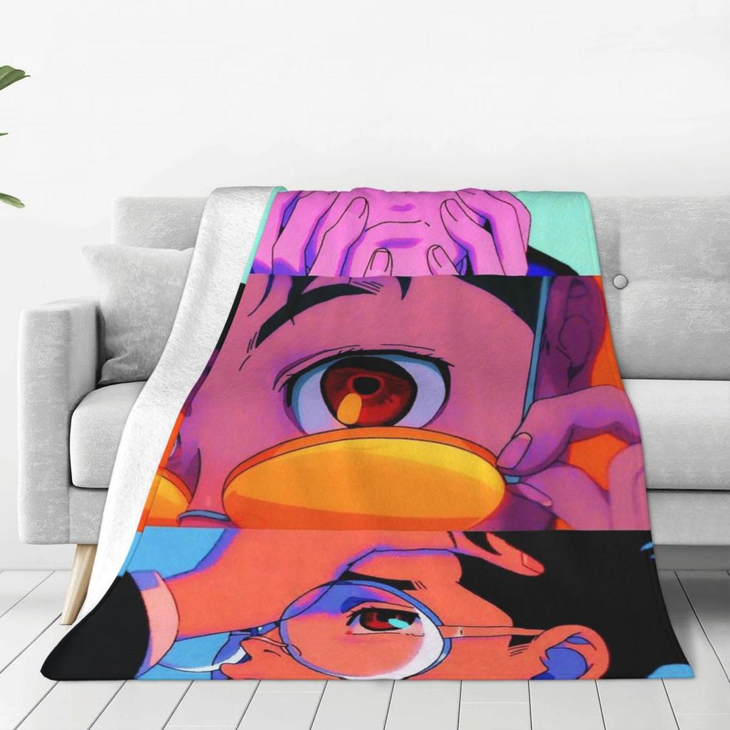 Dandadan Anime Eyes W Kaji Manga Blankets Soft Warm Flannel Throw Blanket Plush for Bed Living room Picnic Travel Home Couch