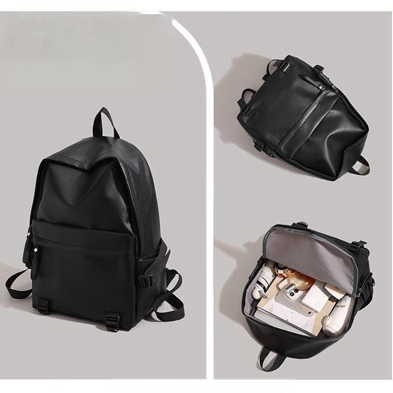 Schoolbag1011 New Pu Soft Leather Waterproof Schoolbag Female College Student Simple Computer Backpack Girls White Leather Backpack