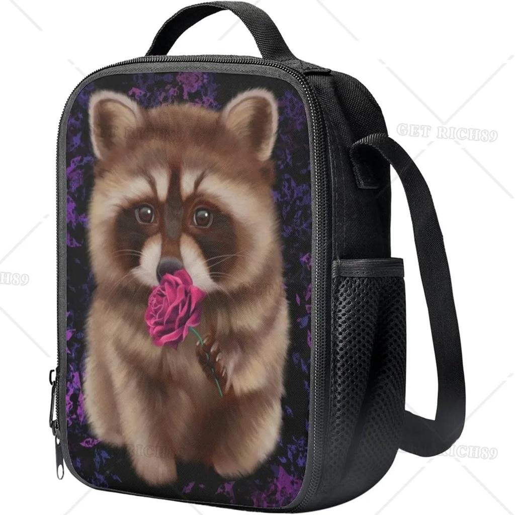 Waschbär Isolierte Lunchtasche Kühltasche Tragetasche Mahlzeitenbeutel Organizer Lunchbox für Mädchen Jungen Frauen Männer Reise Schule Arbeit Camping
