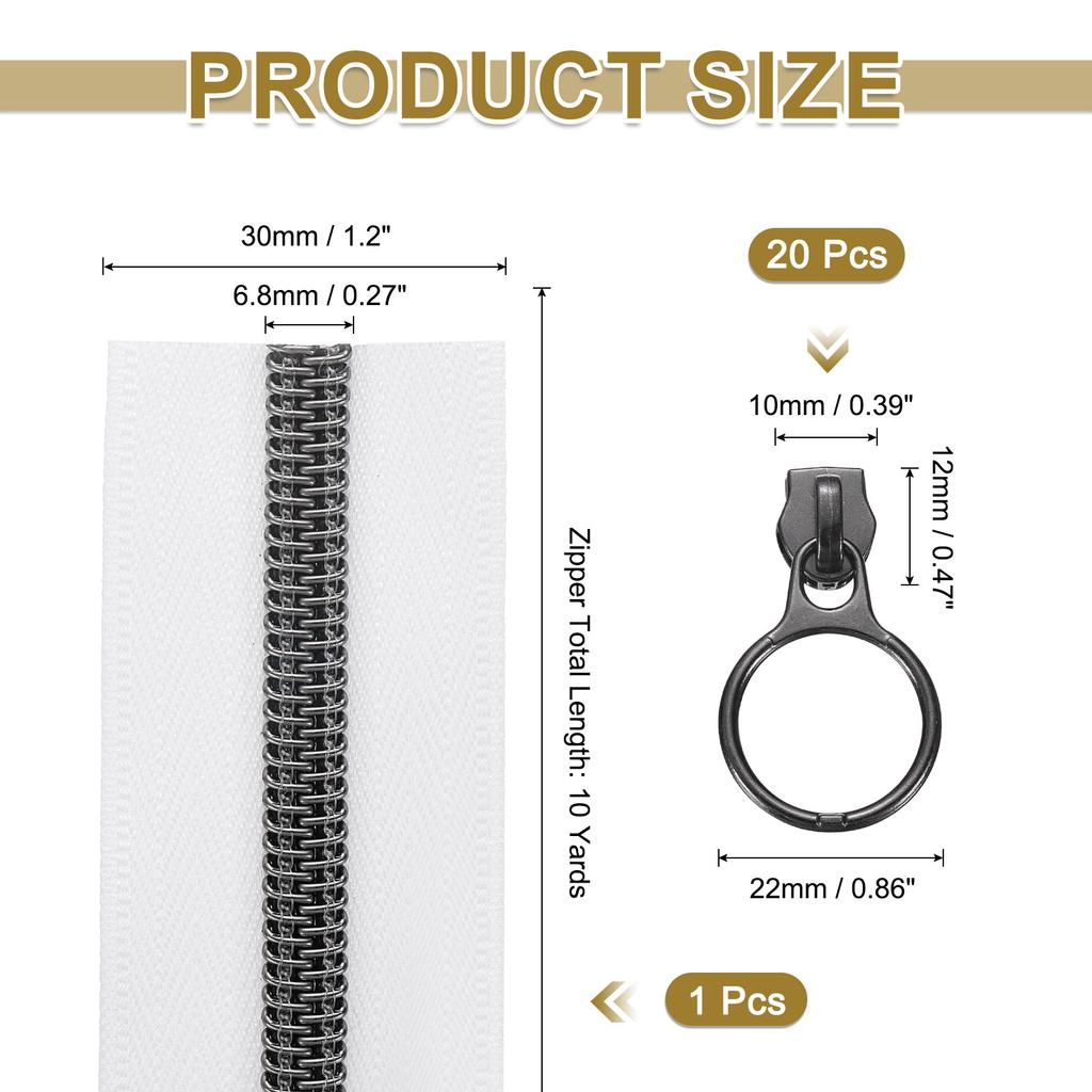 Zíperes de Bobina de Nylon Fechados Zíper de Bobina de Nylon Zíper de Bobina em Atacado com 20 Zíperes de Cor Grafite Deslizantes Para Costura DIY Roupas 10 Jardas